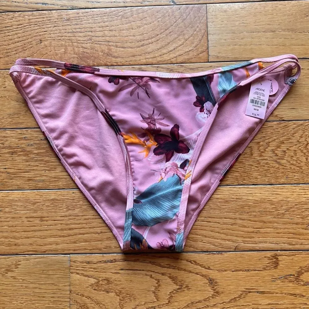 3/$20 NWT Floral Tropical Bikini Bottoms Size M Dusty Rose Brand New Ardene $16